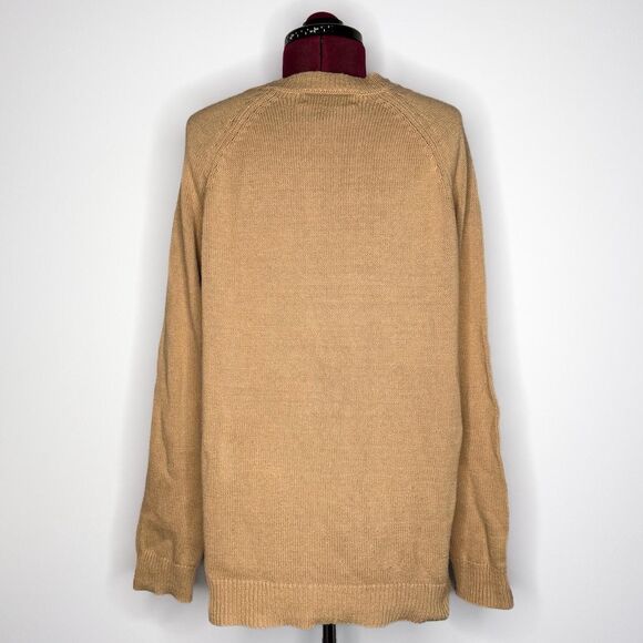 Forever 21 Light Brown Peasant Sweater Lace-up Neckline Cottagecore Medium - Picture 2 of 3